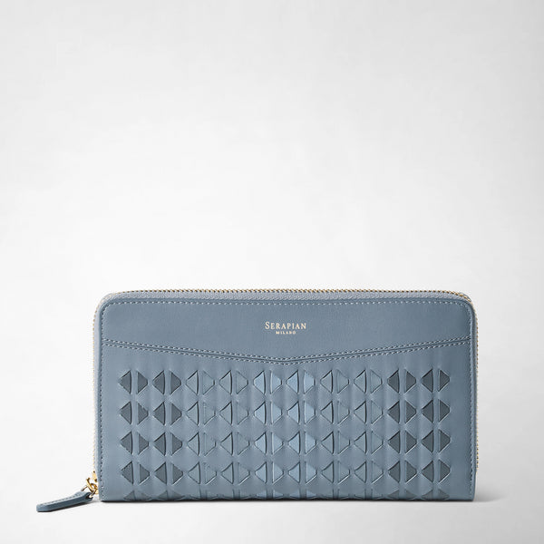 【未使用級】SERAPIAN モザイコ ラウンドジップ 長財布 スカイブルー Blue-art ブルーアート｜ラウンドファスナー長財布【キリコ 小物