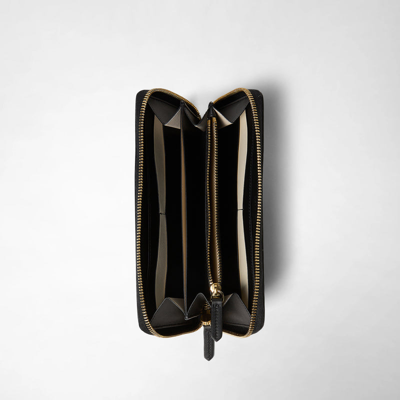 Zip-around wallet in mosaico - black/off-white