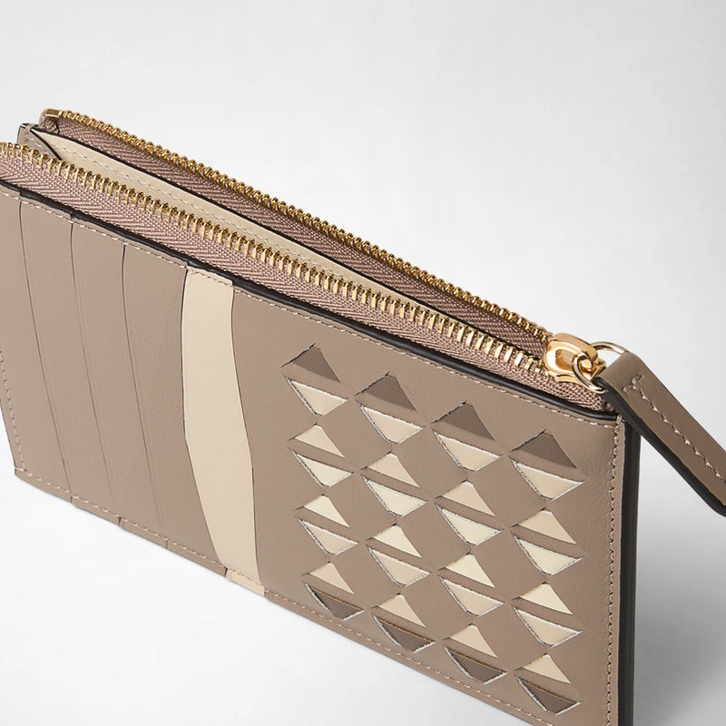 Zip card case in mosaico - sahara