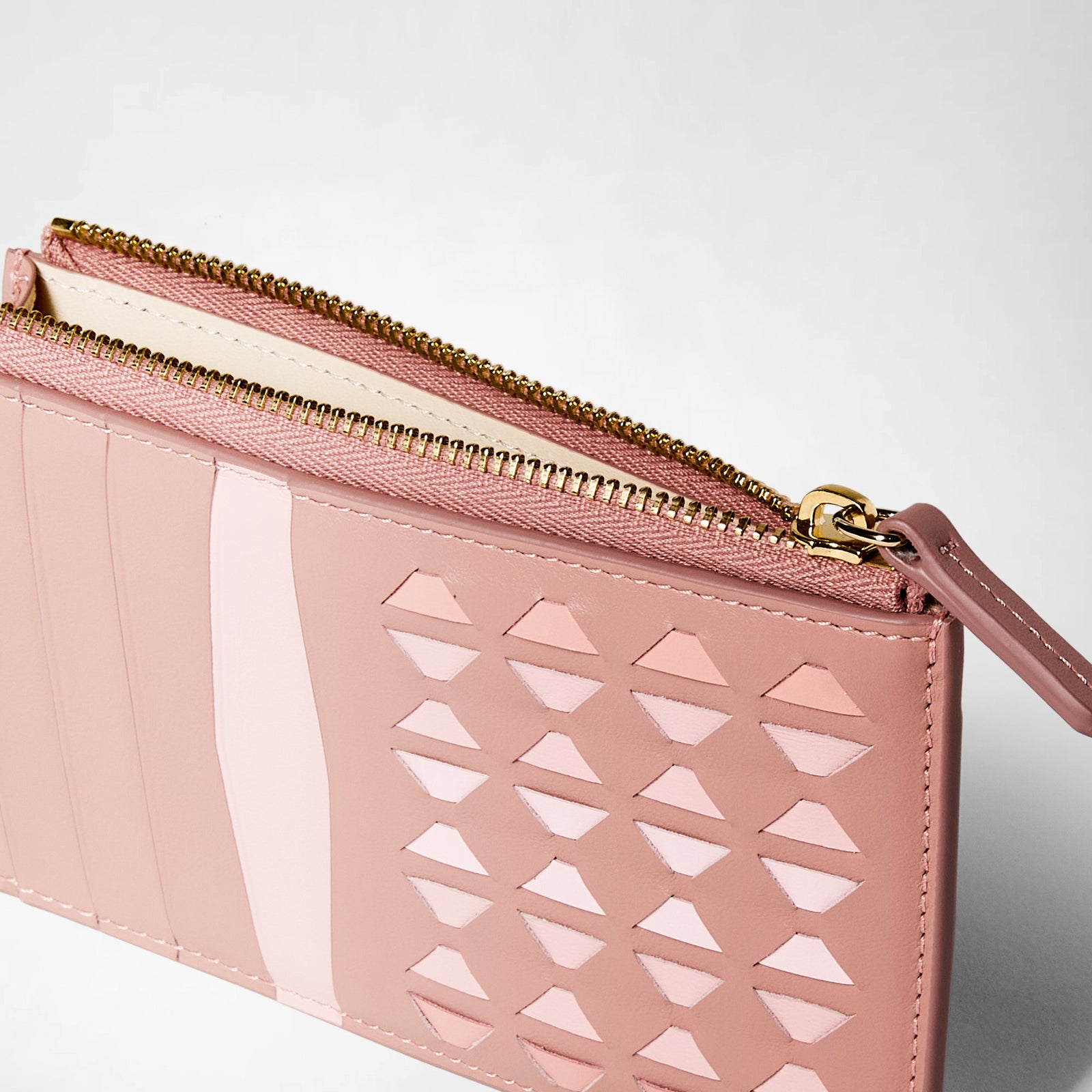 Zip card case wallet in Mosaico blush