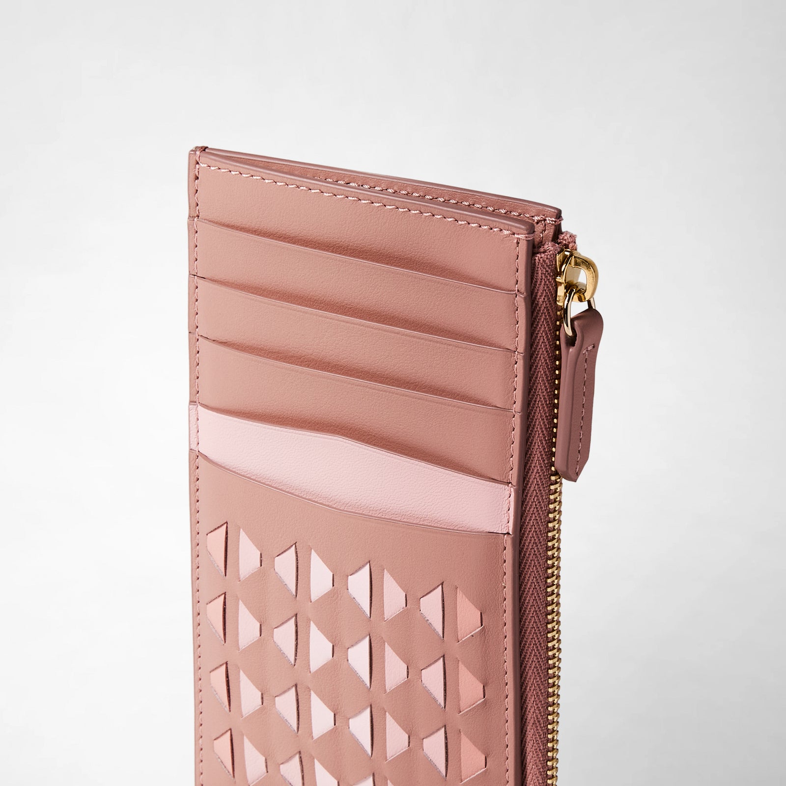 Zip card case wallet in Mosaico blush