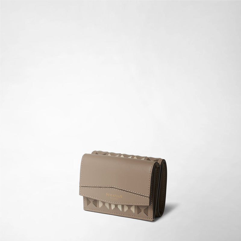 Mini tri-fold wallet in mosaico - sahara