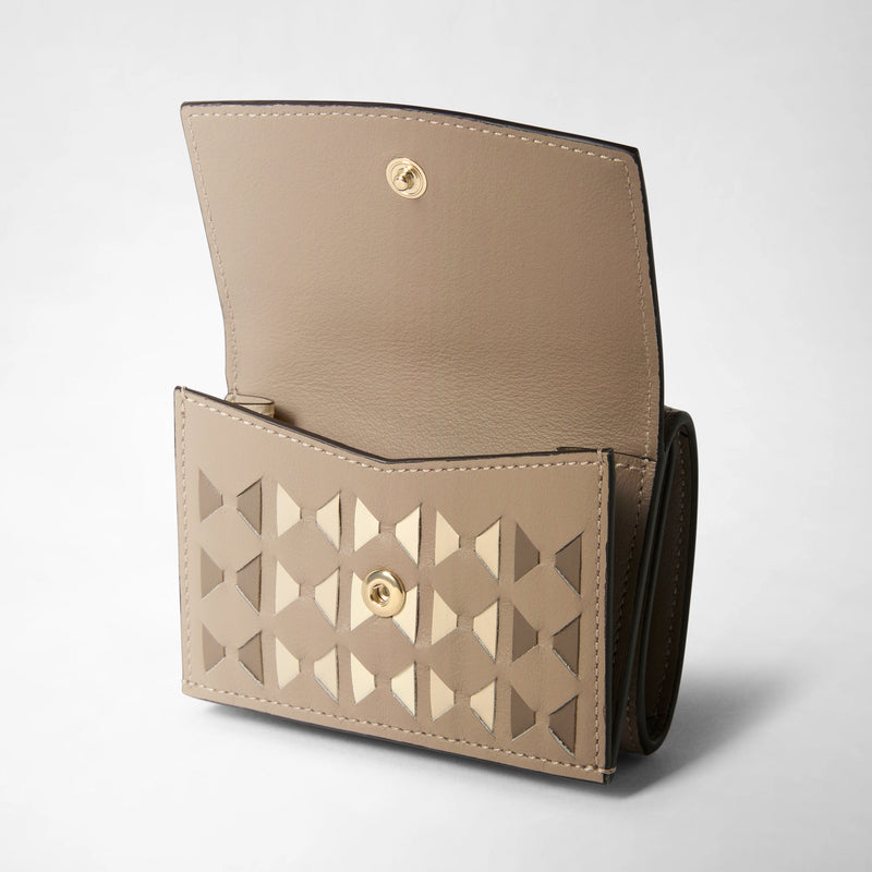 Mini tri-fold wallet in mosaico - sahara