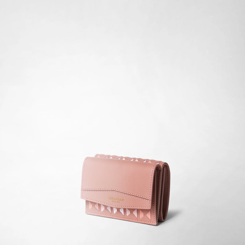 Mini tri-fold wallet in mosaico - blush