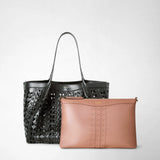 Small secret tote bag in mosaico see through - black/blush