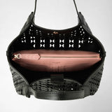 Small secret tote bag in mosaico see through - black/blush