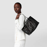 Small secret tote bag in mosaico see through - black/blush