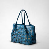 Tote bag secret piccola in mosaico see trough - blue jeans/off white