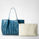 Small secret tote bag in mosaico see through - blue jeans/off white
