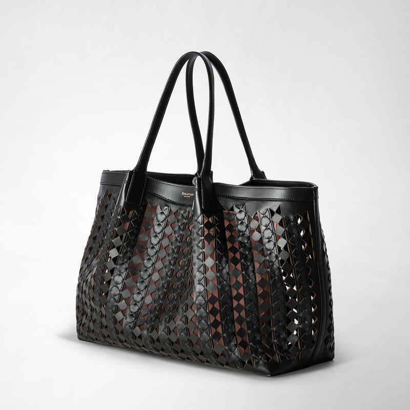 Secret tote bag in mosaico see through - black/blush
