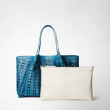 Tote bag secret in mosaico see trough - blue jeans/off white