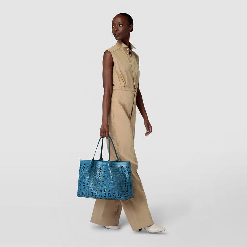 Secret tote bag in mosaico see through - blue jeans/off white