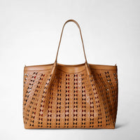 SECRET TOTE BAG IN MOSAICO SEE THROUGH Tan/Coral Red