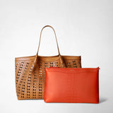 Secret tote bag in mosaico see through - tan/coral red