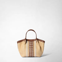 MINI SECRET BAG IN RAFFIA AND SETA LEATHER Natural/Tan/Off-White