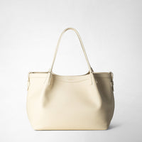 SMALL SECRET TOTE BAG IN RUGIADA LEATHER Cream