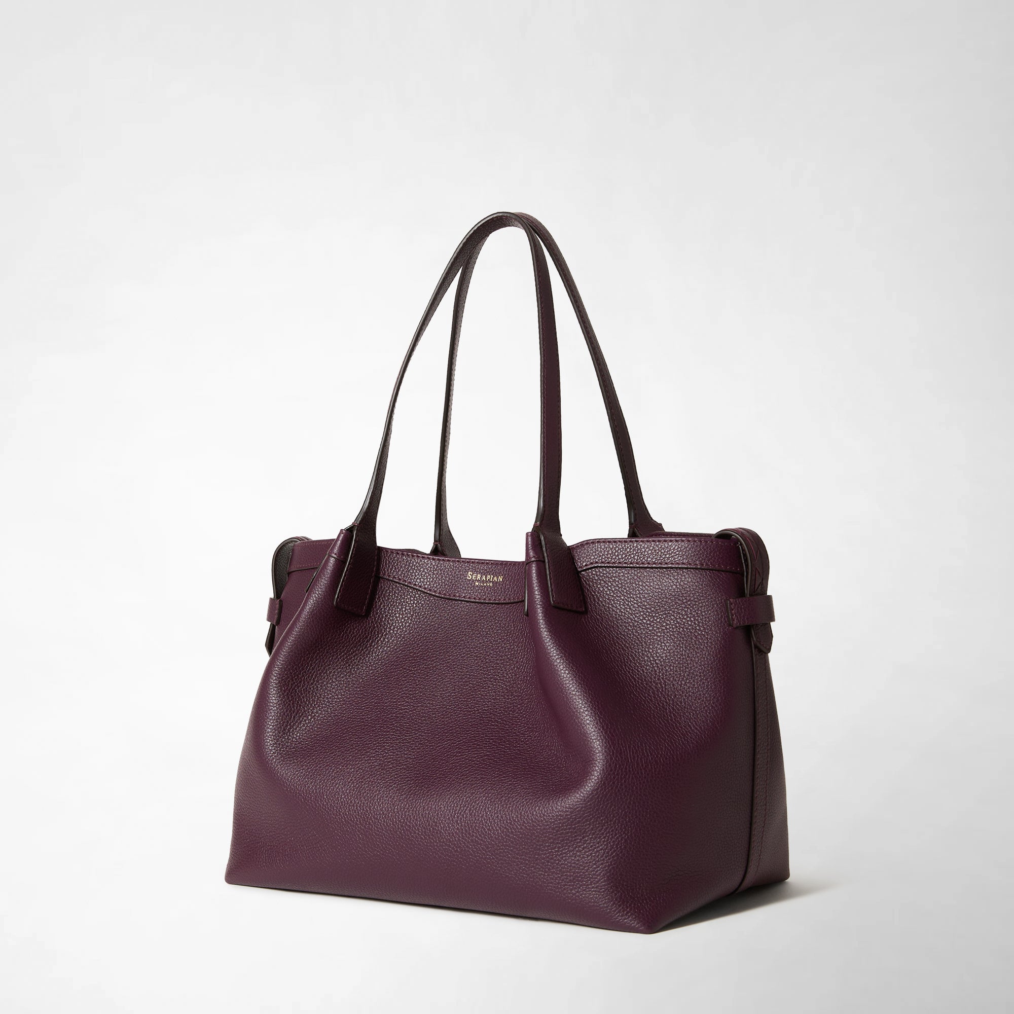 【SERAPIAN】RUGIADAレザー製SECRETトートバッグ Secret tote bag in rugiada leather cuoio