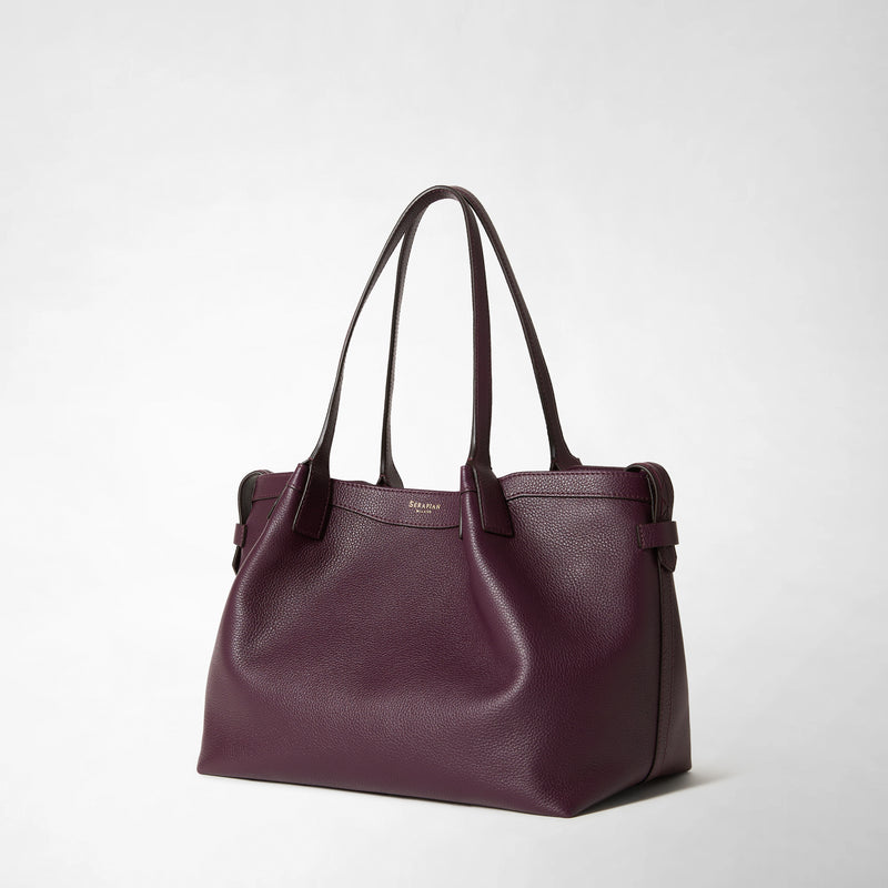 Rugiadaレザー製スモールsecretトートバッグ - dark plum