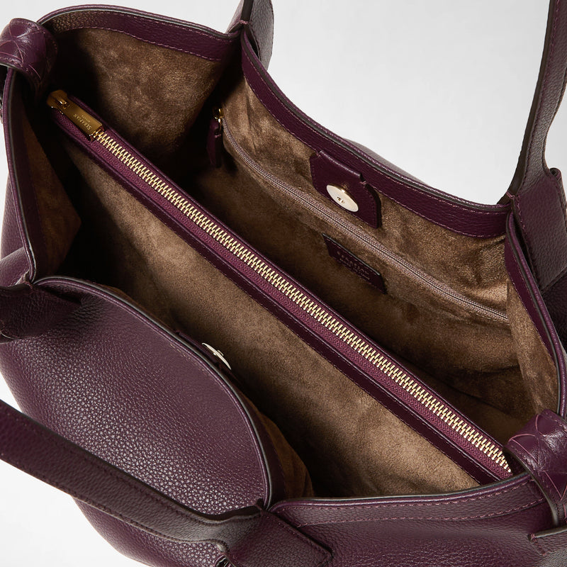 Rugiadaレザー製スモールsecretトートバッグ - dark plum