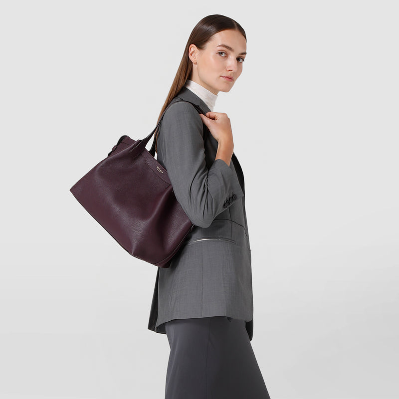 Rugiadaレザー製スモールsecretトートバッグ - dark plum