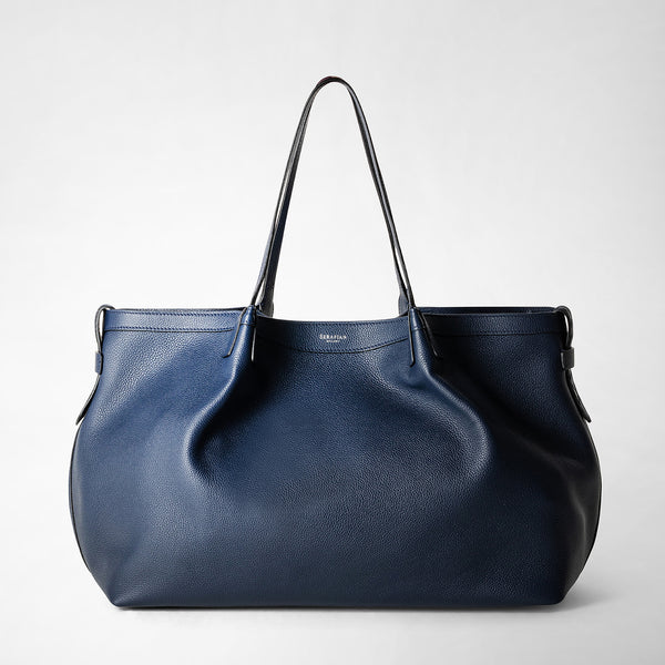 Tote bag secret in pelle rugiada - navy blue