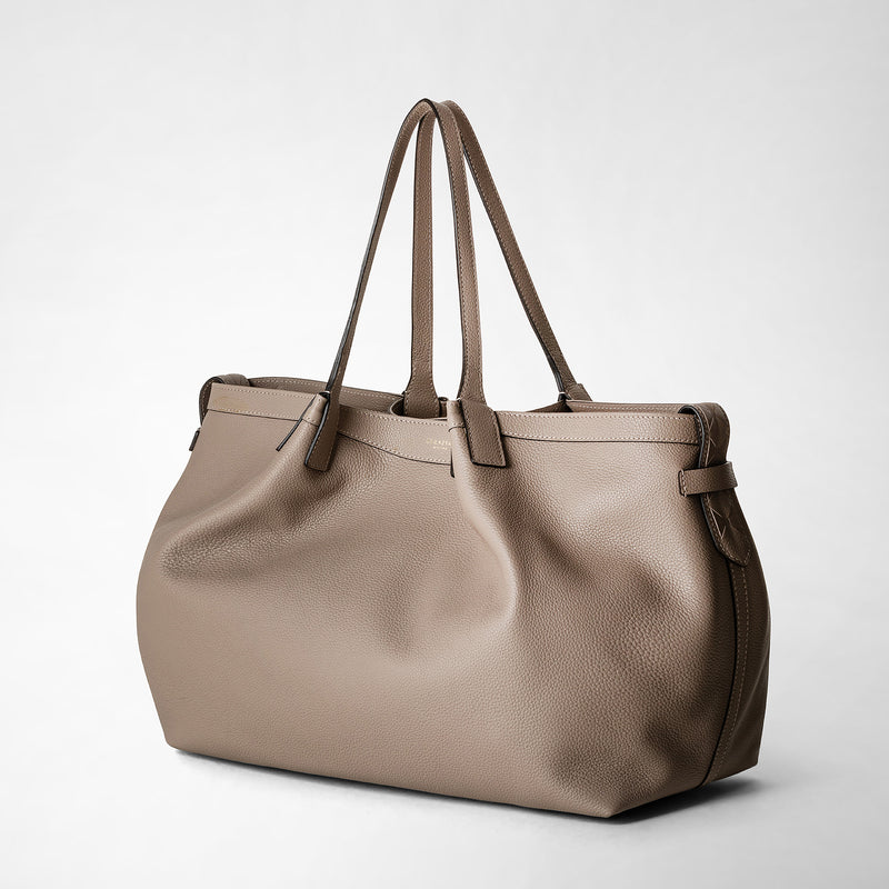 Secret tote bag in rugiada leather - sahara