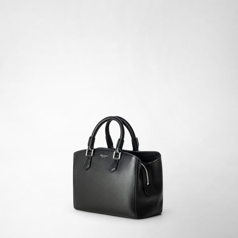Small luna handbag in rugiada leather - black