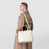 Luna handbag in rugiada leather - cream