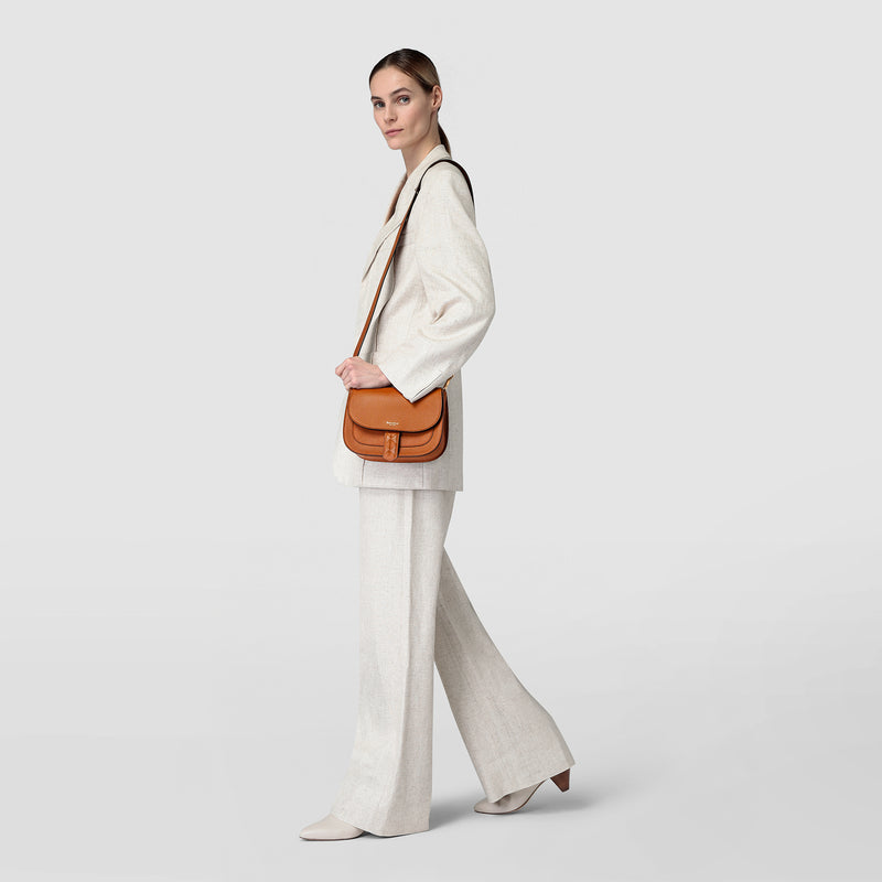 Luna crossbody bag in rugiada leather - cuoio