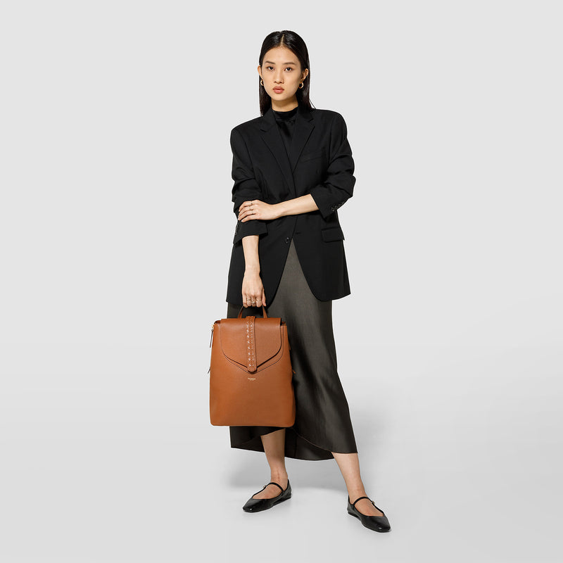 Backpack in rugiada leather - cuoio