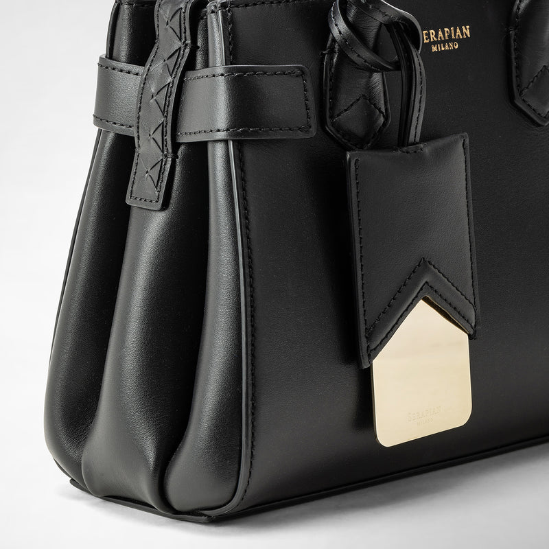 Mini meline' handbag in seta leather - black