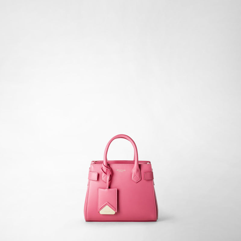 Mini meline' handbag in seta leather - petal