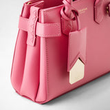 Mini meline' handbag in seta leather - petal