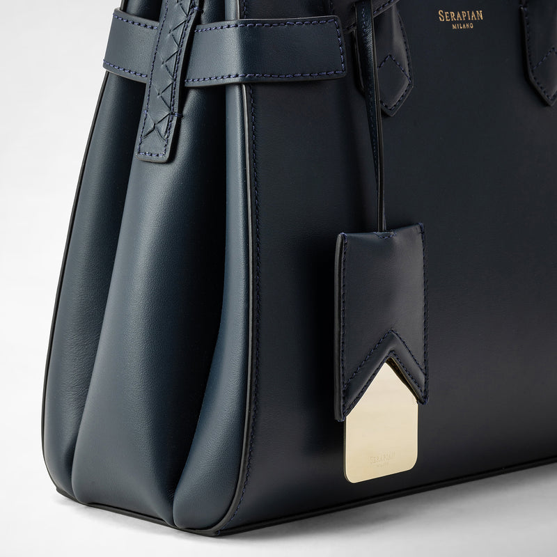 Meline' handbag in seta leather - navy blue