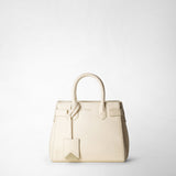 Borsa a mano meliné in pelle seta - cream