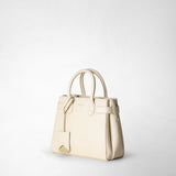 Borsa a mano meliné in pelle seta - cream