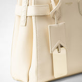 Borsa a mano meliné in pelle seta - cream