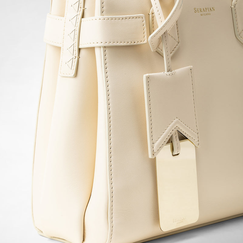 Meline' handbag in seta leather - cream