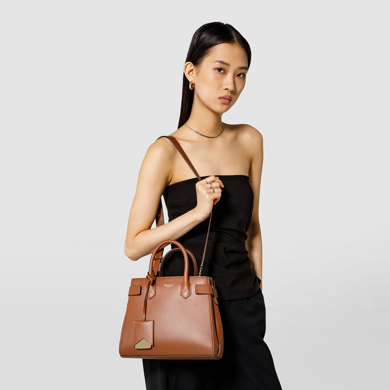 Meline' handbag in seta leather - cuoio