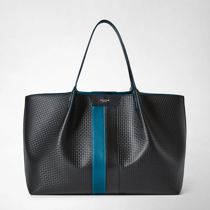 Secret tote bag in stepan - black/petrol