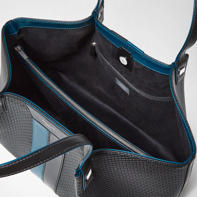 Secret tote bag in stepan - black/petrol