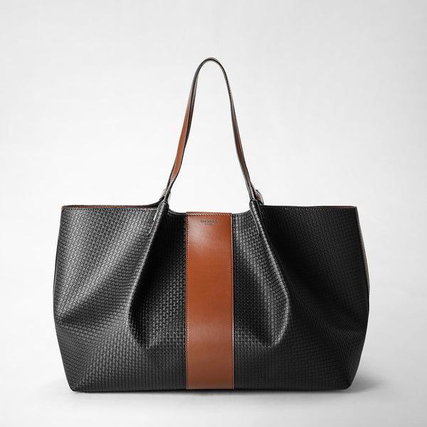 Borsa shopping secret in stepan 72 - black/cuoio