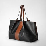 Secret tote bag in stepan 72 - black/cuoio