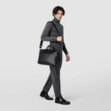 Slim briefcase in stepan - black/winter blue