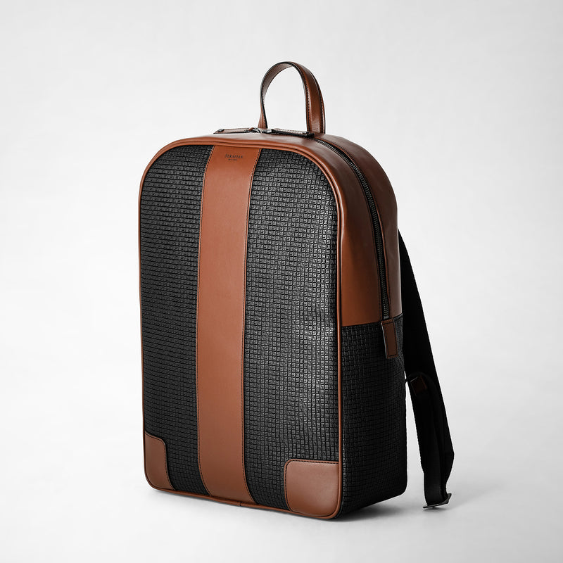 Backpack in stepan 72 - black/cuoio