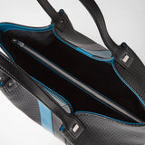 Vertical secret tote bag in stepan - black/petrol