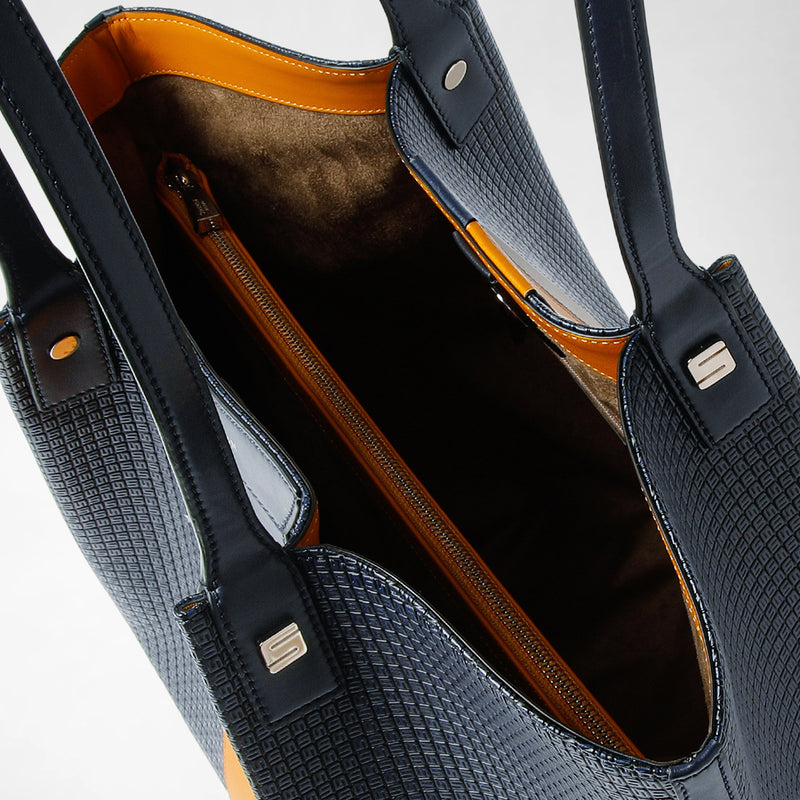 Stepan製vertical secretトートバッグ  - ocean blue/navy/sunrise