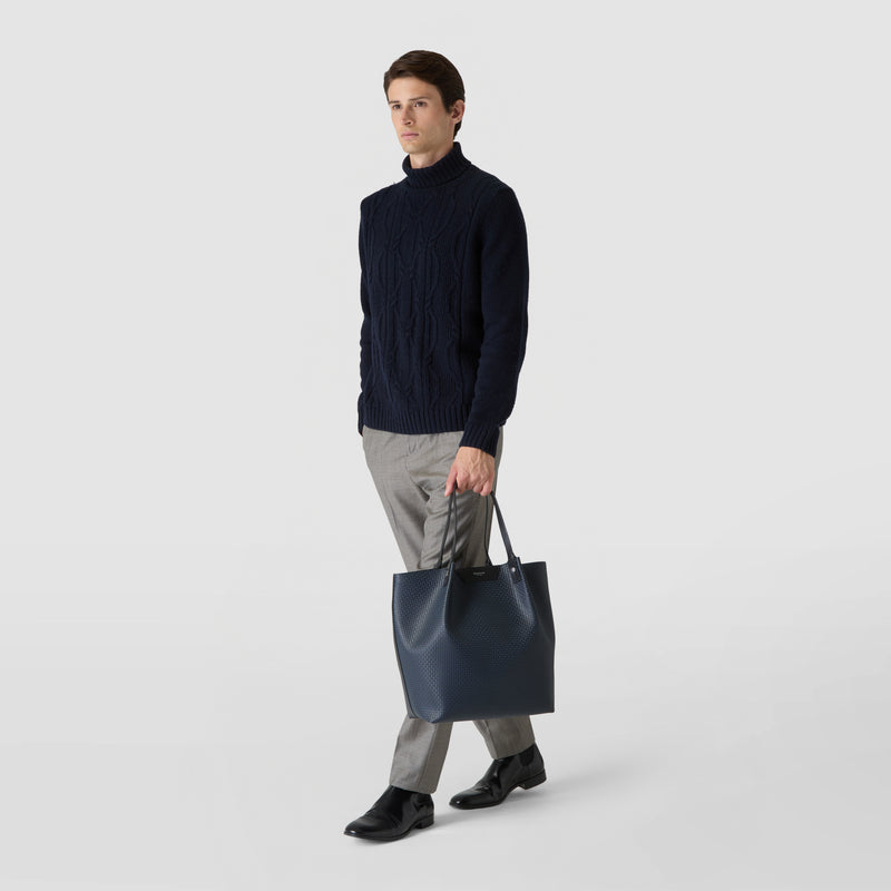 Stepan製vertical secretトートバッグ - ocean blue/black
