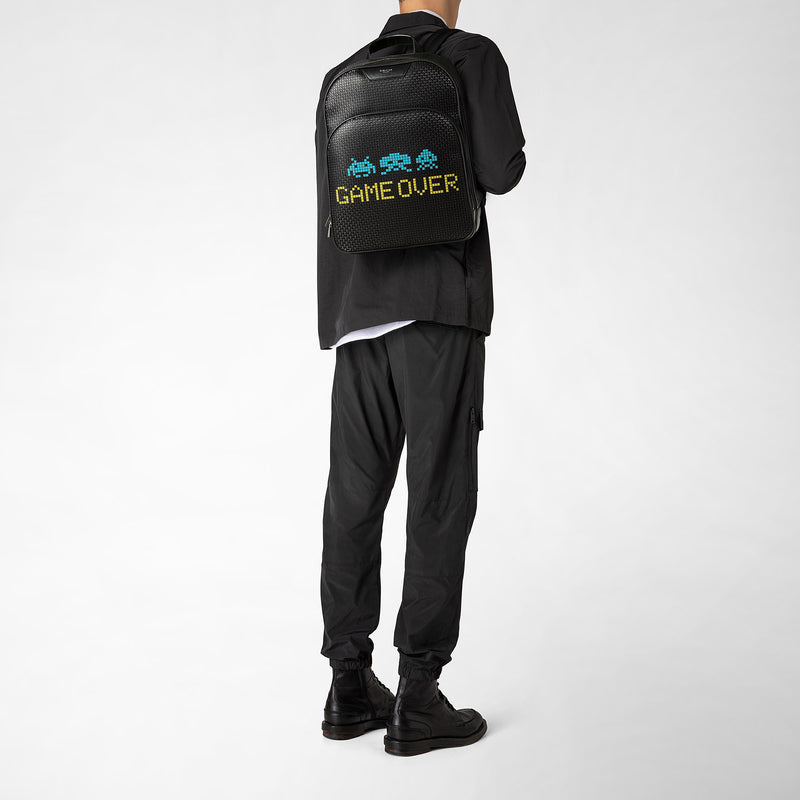 City backpack in stepan space invaders black – Serapian Boutique Online