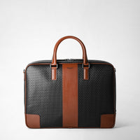 SLIM BRIEFCASE IN STEPAN 72 Black/Cuoio